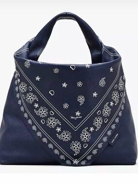 Marc Jacobs Navy and White Bandana-Print Shoulder Bag